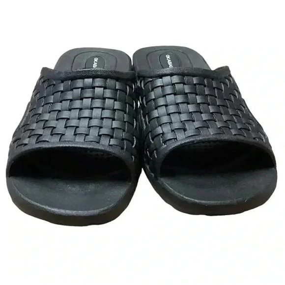 Okabashi Torino Mens LL 9.5-10.5 Weave Slide Sandals Black Eco Friendly Recycle - Picture 2 of 8